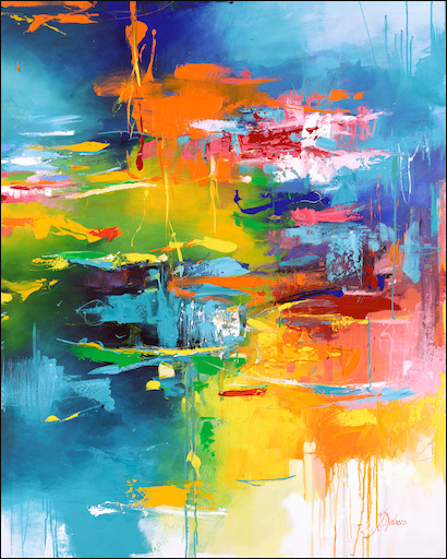 Impulsion Abstract "Deep Blue" Diptych Right Panel Original Artwork by Judith Dalozzo