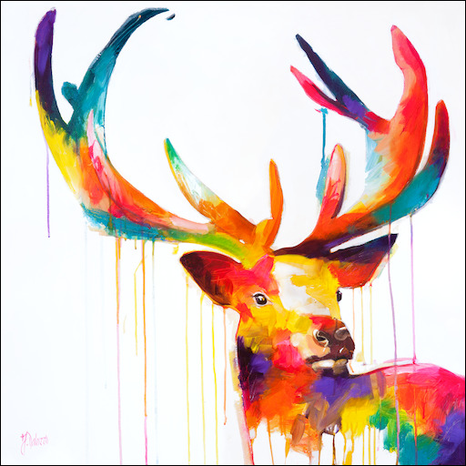 Fluro Animal Canvas Print "Deer Me" by Judith Dalozzo