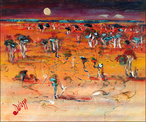 Landscape "Desert Sunset" Original Artwork by Lucette Dalozzo