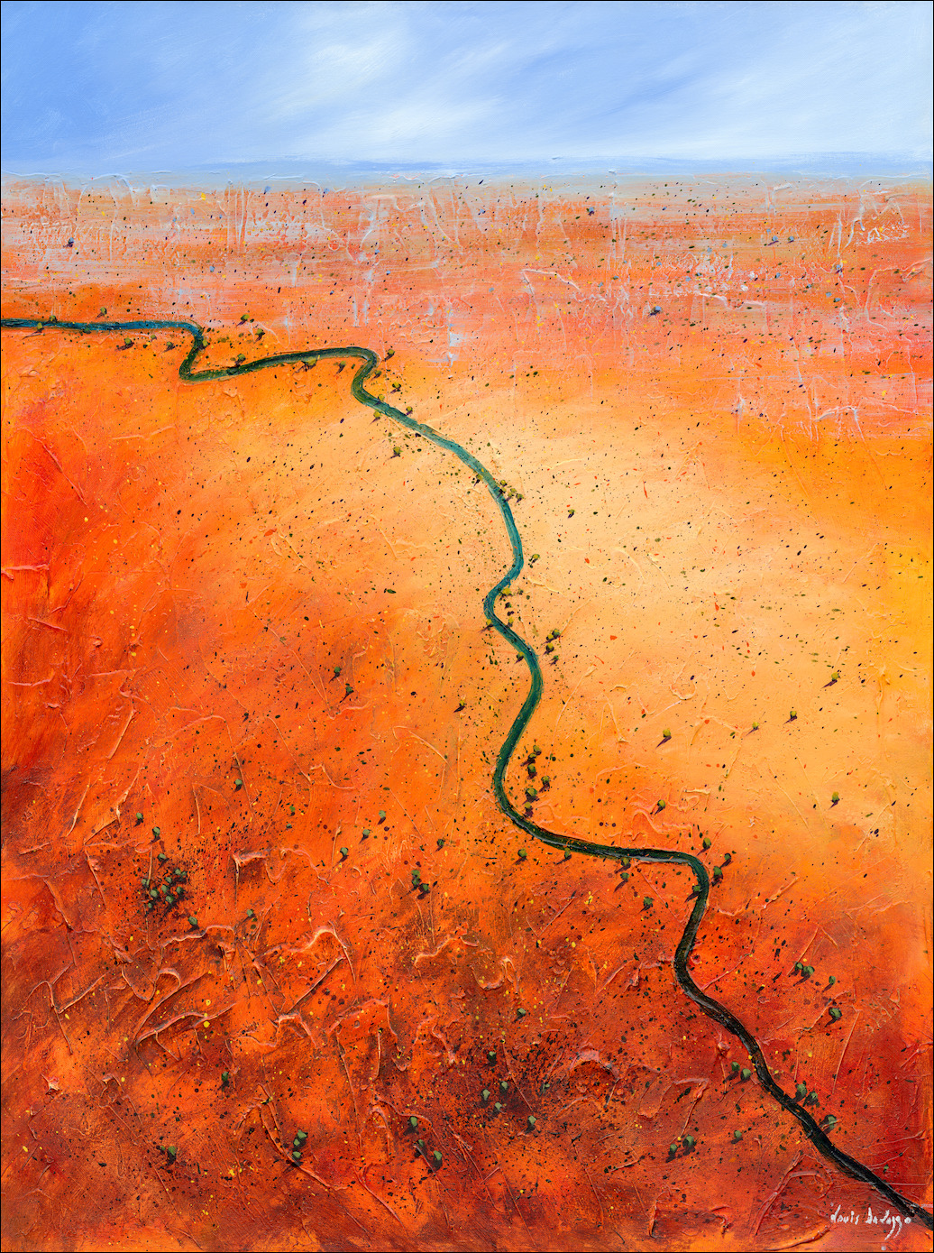 Road To Nowhere Landscape "The Diamantina River near Bedourie" Original Artwork by Louis Dalozzo