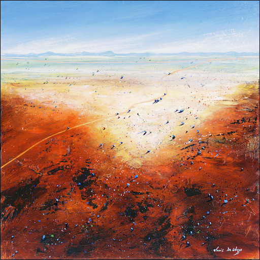 Aerial Cross Road Landscape Canvas Print "Distant Ranges 3" by Louis Dalozzo