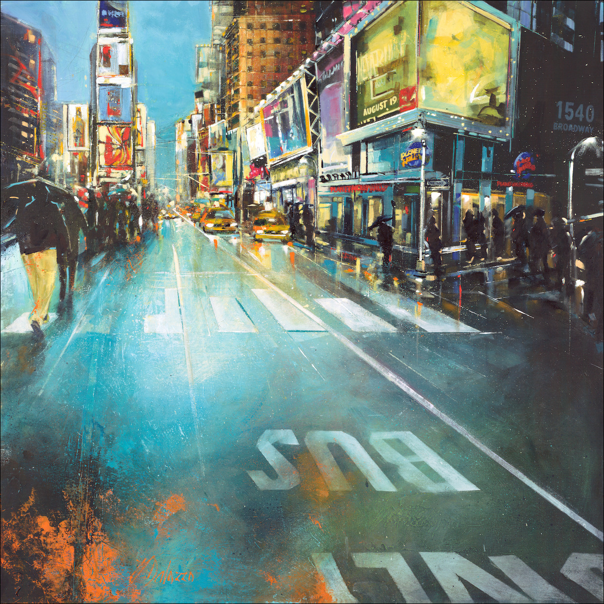 Cityscape "Down The Bus Lane New York" Original Artwork by Judith Dalozzo