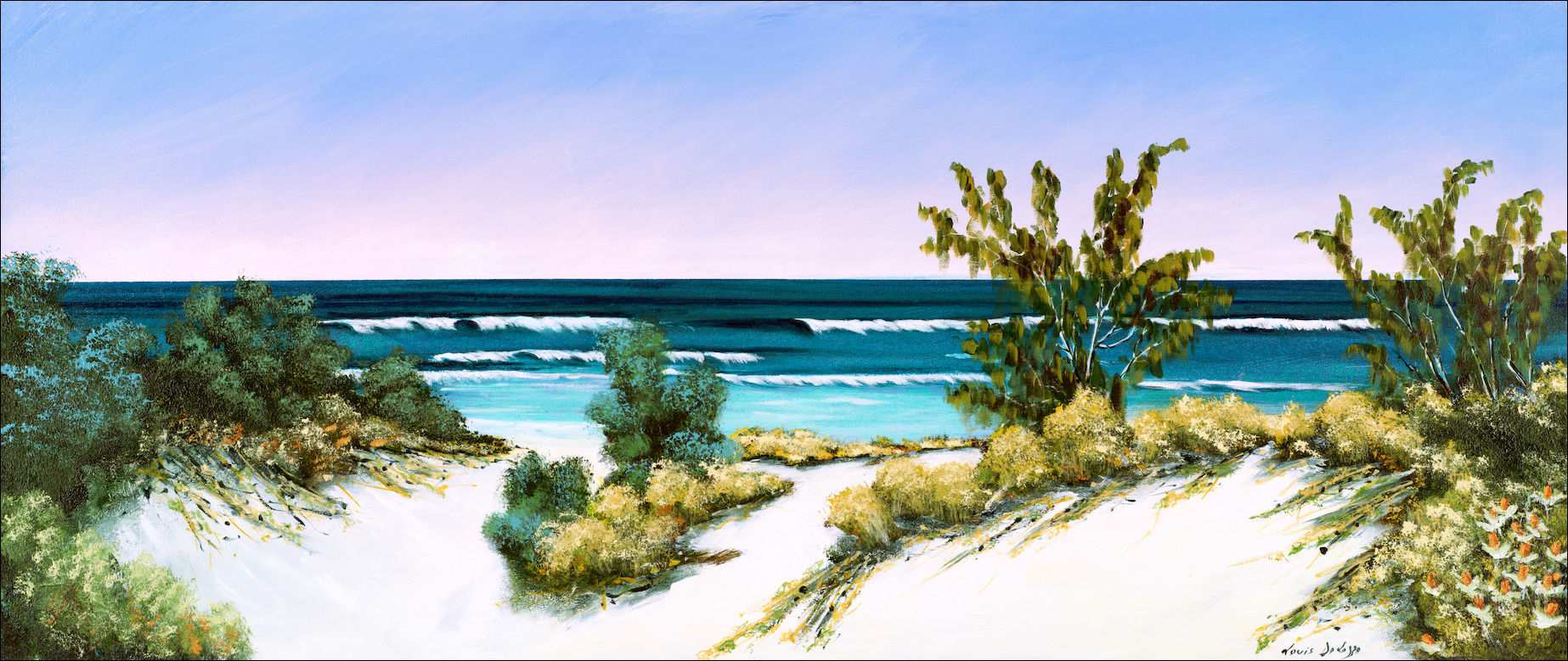 Beach Seascape "Early Morning South Stradbroke" Extended Sky Variant From Louis Dalozzo Artwork