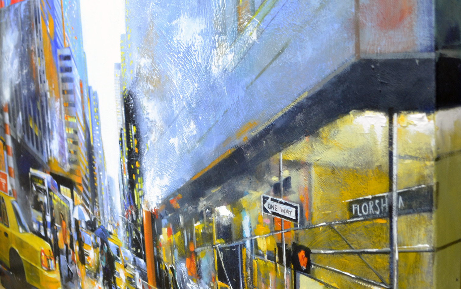 Close Up Detail 1 Of Acrylic Painting "East 50th Street" By Judith Dalozzo
