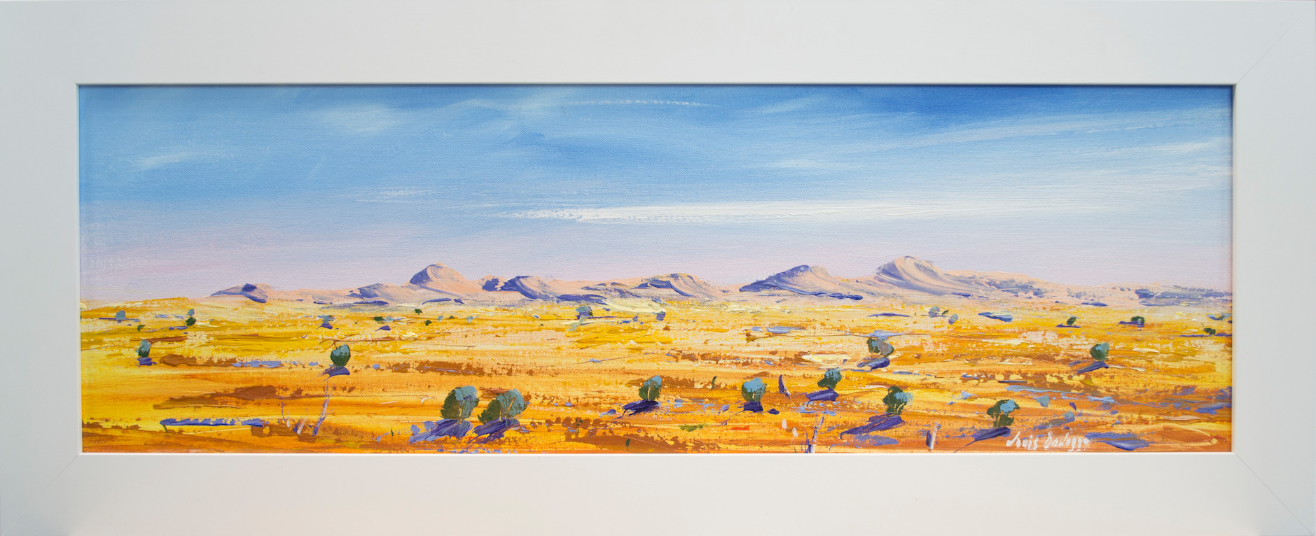 Framed Front View Of Landscape Painting "East Mac Donnell Ranges Central Australia" By Louis Dalozzo