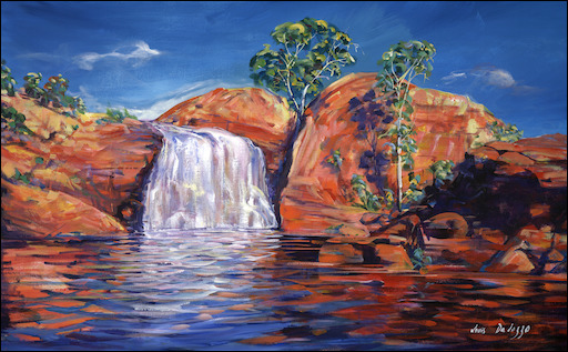 Water Reflection Landscape "Edith Falls" Original Artwork by Louis Dalozzo