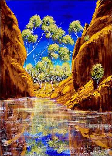 Water Reflection Landscape "Ellery Creek" Original Artwork by Louis Dalozzo
