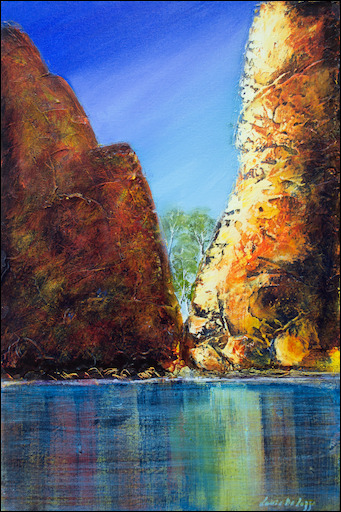 Water Reflection Landscape "Ellery Creek Gorge" Original Artwork by Louis Dalozzo