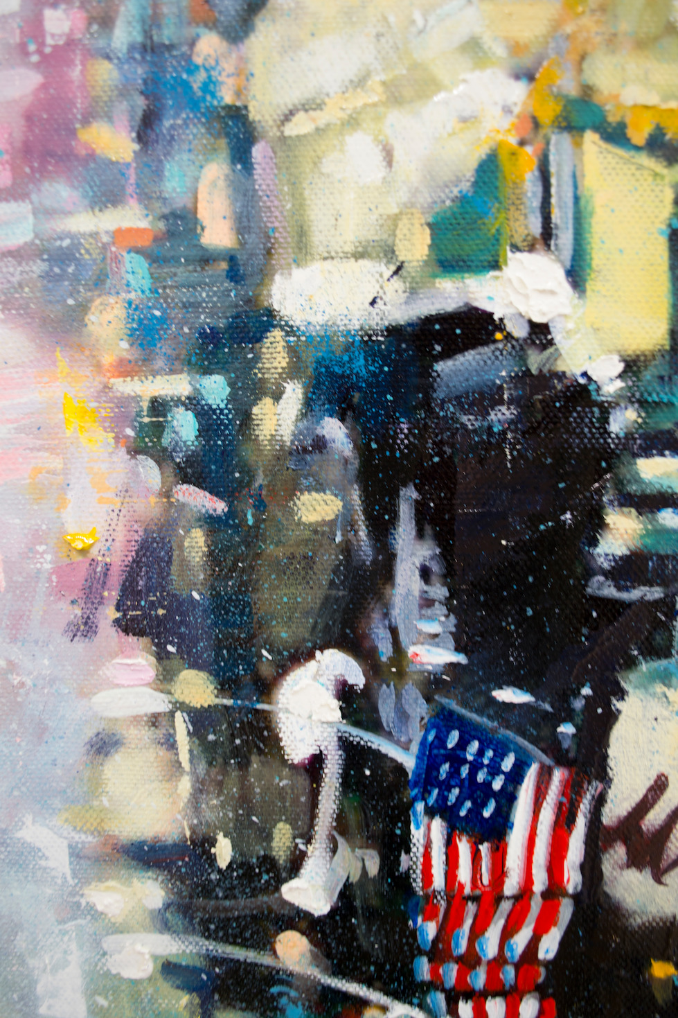 Close Up Detail 3 Of Acrylic Painting "Empire State Building from 5th Ave" By Judith Dalozzo