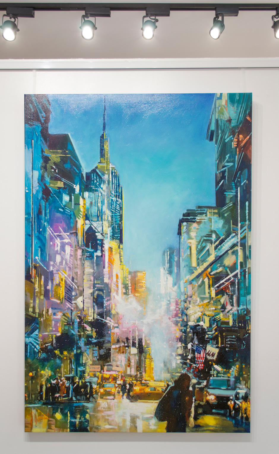 Front View Of Cityscape Painting "Empire State Building from 5th Ave" By Judith Dalozzo