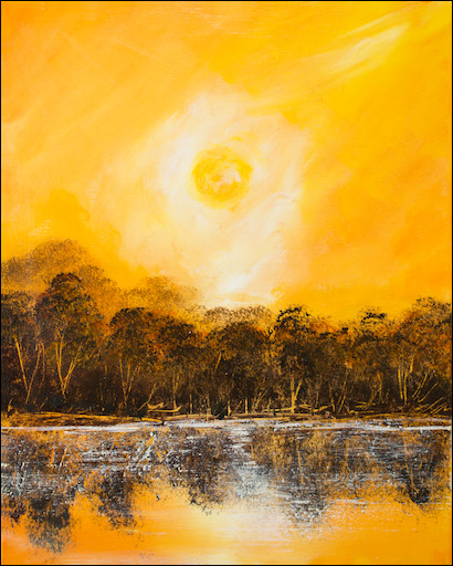 Water Reflection Landscape Painting "Evening Glow Noosa River" by Louis Dalozzo