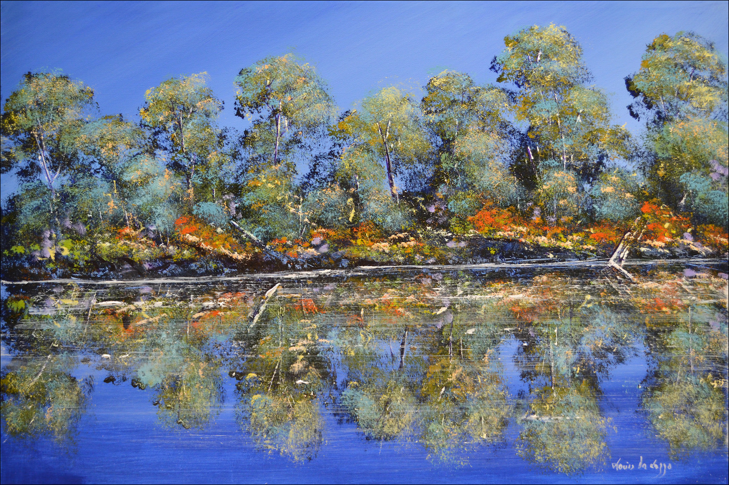 Water Reflection Landscape "Everglades Reflection Noosa River" Original Artwork by Louis Dalozzo