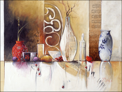 Symphony Still Life "Fallen Cherry & Two Plums" Original Artwork by Judith Dalozzo