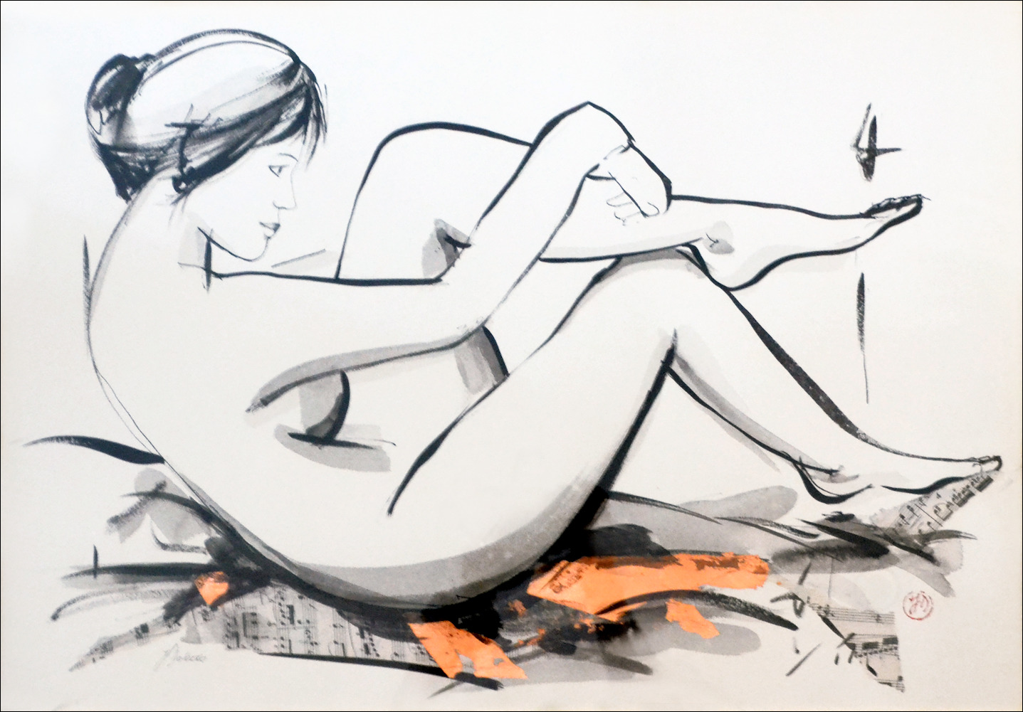 True Semblance Nude "Female Nude Assis" Original Artwork by Judith Dalozzo