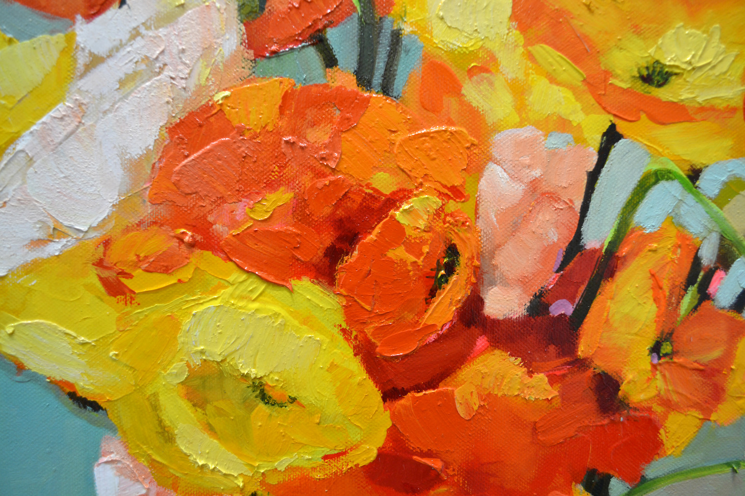 Close Up Detail 1 Of Oil Painting "Festive Season" By Judith Dalozzo