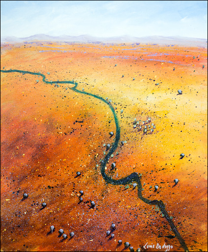 Distant Ranges Landscape Painting "The Finke Central Australia" by Louis Dalozzo