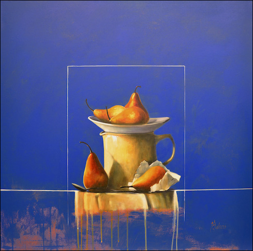 Porcelain Ceramics Still Life "Five Pears" Original Artwork by Judith Dalozzo