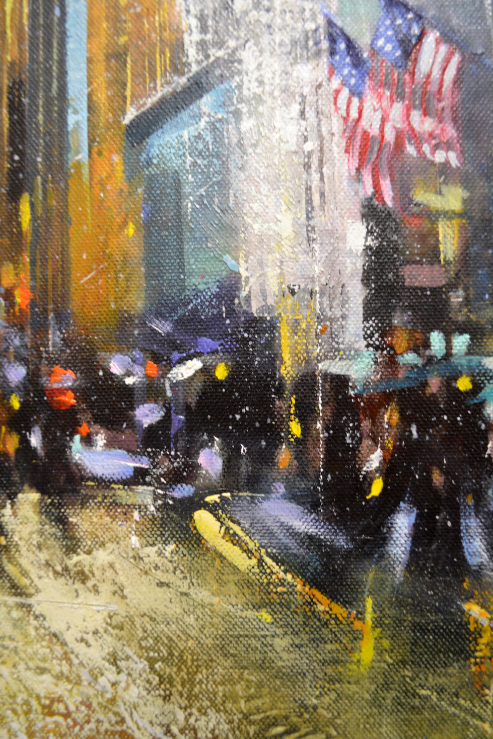 Close Up Detail 2 Of Acrylic Painting "Flatiron Building District" By Judith Dalozzo