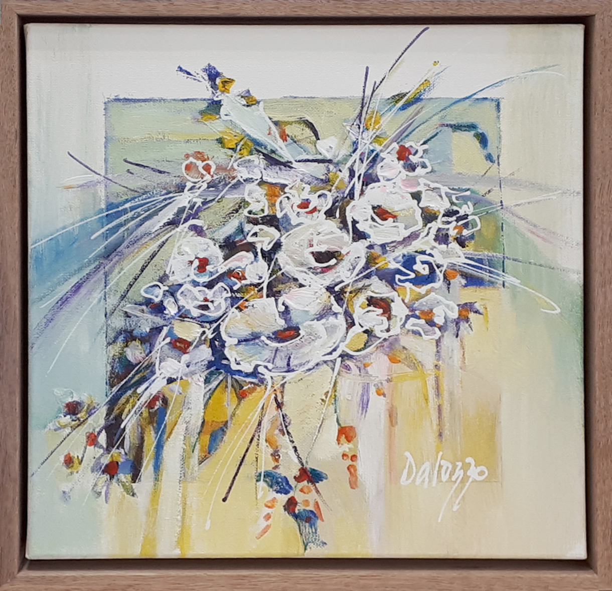 Framed Front View Of Still Life Painting "Floral Study 3" By Lucette Dalozzo