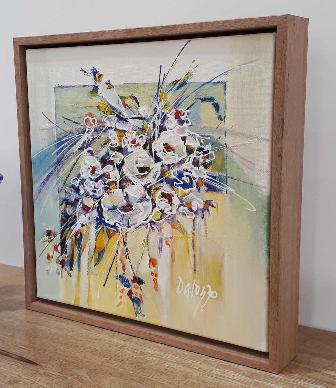 Framed Side View Of Still Life Painting "Floral Study 3" By Lucette Dalozzo