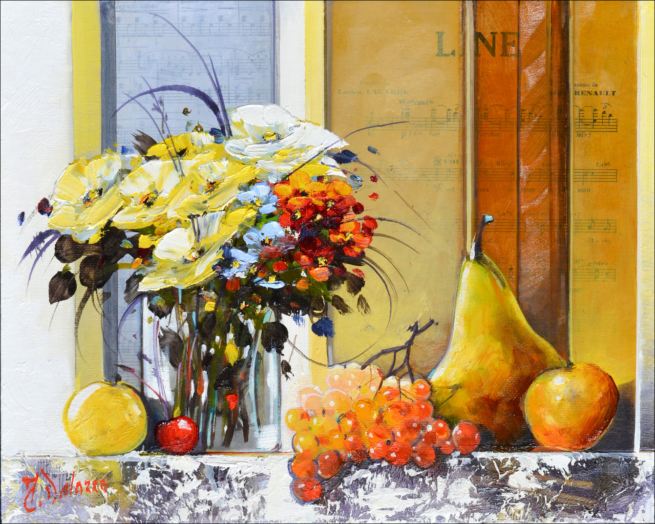 Symphony Still Life "Floral Sunshine" Original Artwork by Judith Dalozzo
