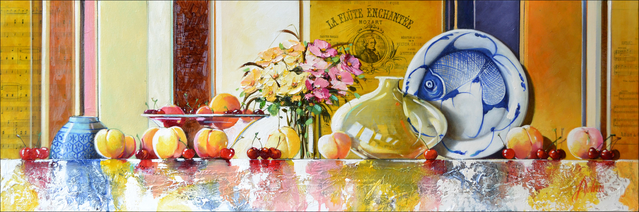 Symphony Still Life "La Flûte Enchantée" Original Artwork by Judith Dalozzo