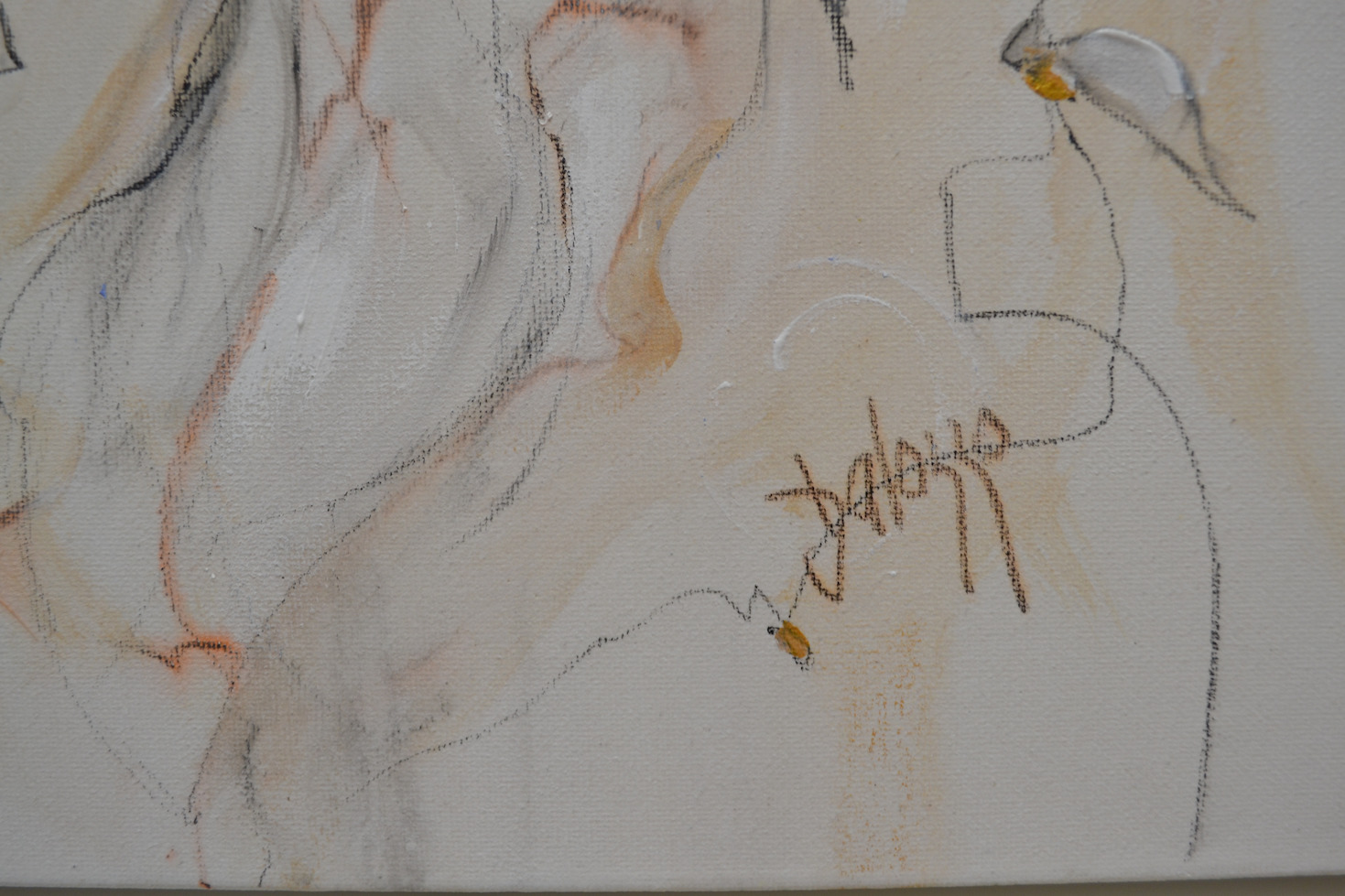 Close Up Signature 2 Of Mixed Media Painting "Free Spirited" By Lucette Dalozzo
