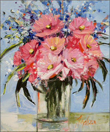 Floral Still Life "Friday Bouquet" Original Artwork by Judith Dalozzo