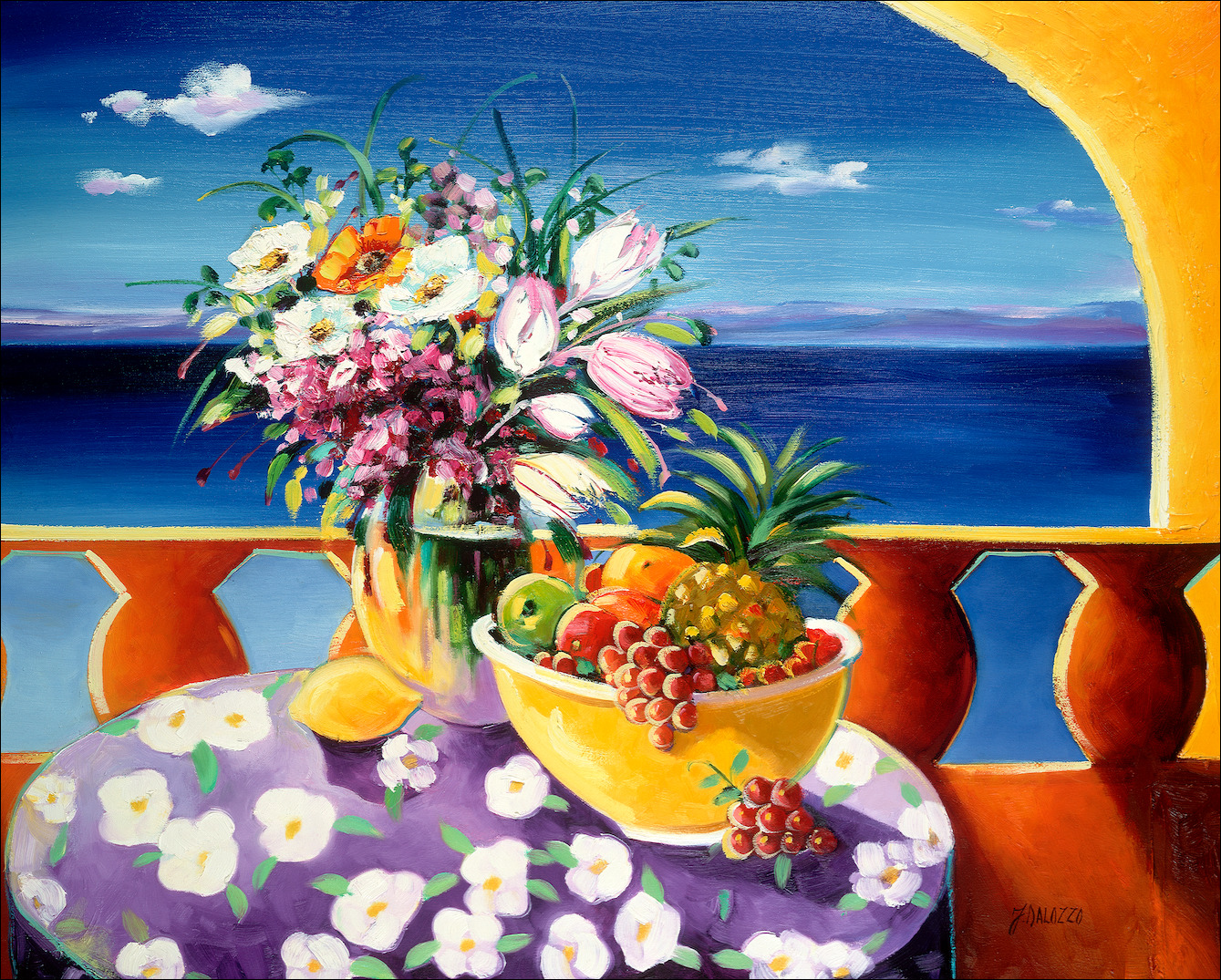 Vivid Still Life "Fruits of Summer" Original Artwork by Judith Dalozzo