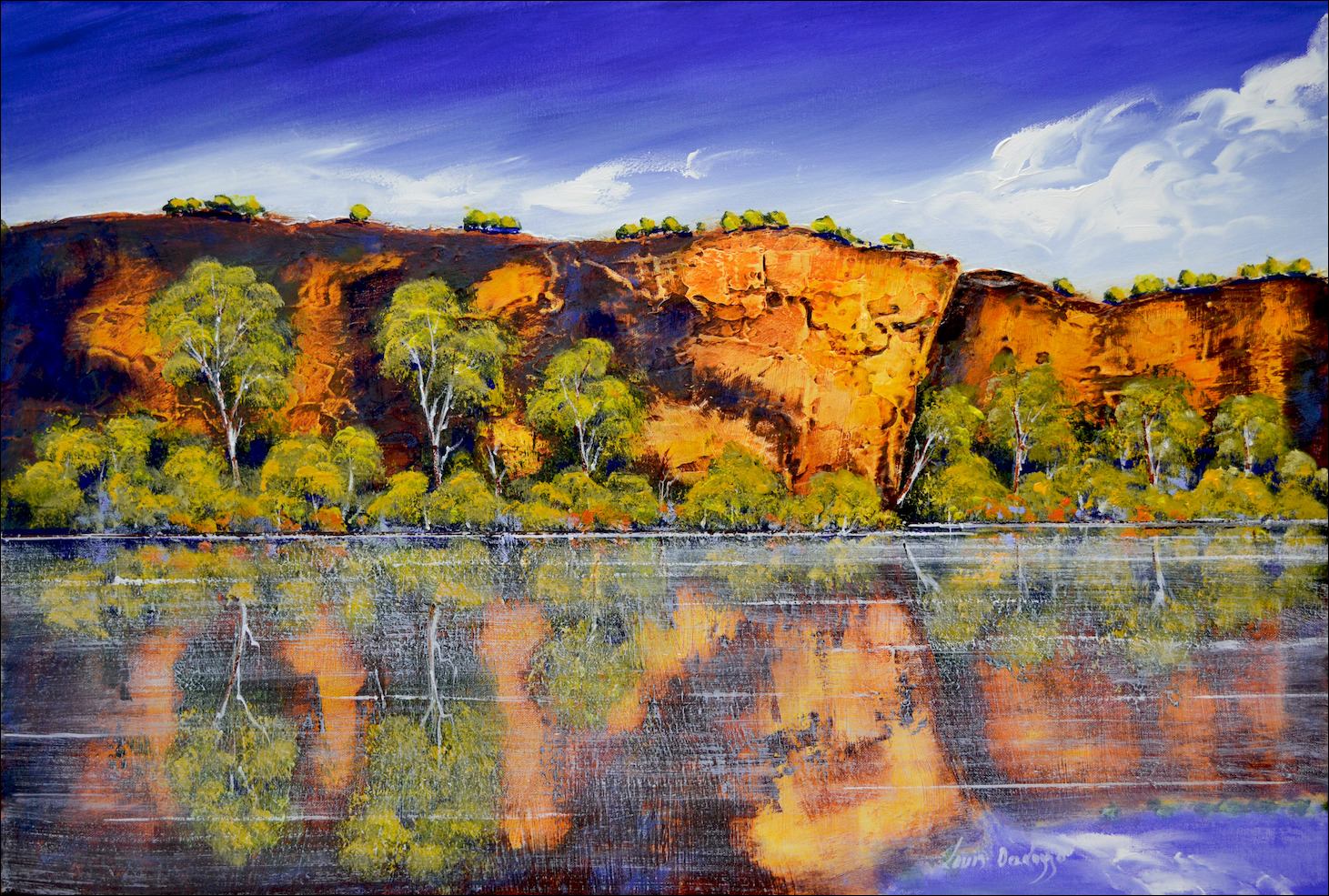 Water Reflection Landscape "Galvans Gorge Reflection" Original Artwork by Louis Dalozzo