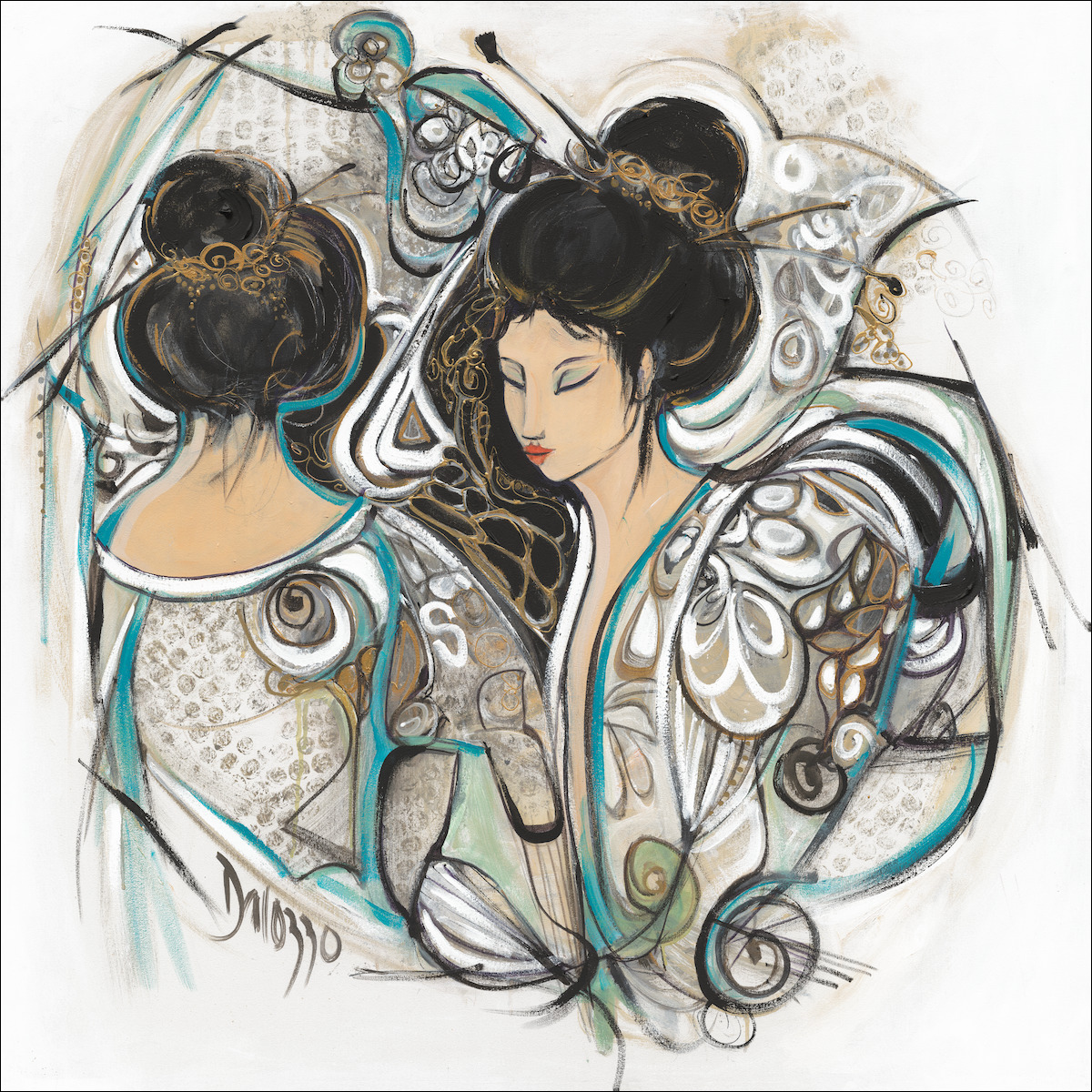 Geisha Girls Figure Canvas Print "Geisha 4" by Lucette Dalozzo