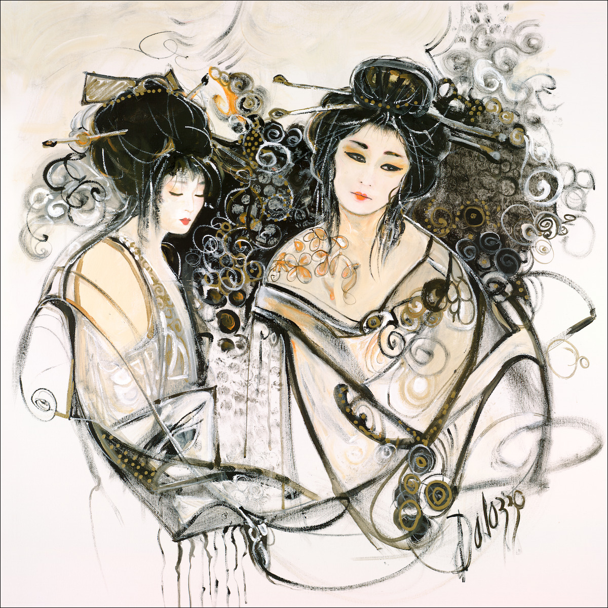 Figure Canvas Print "Geisha Girls" by Lucette Dalozzo