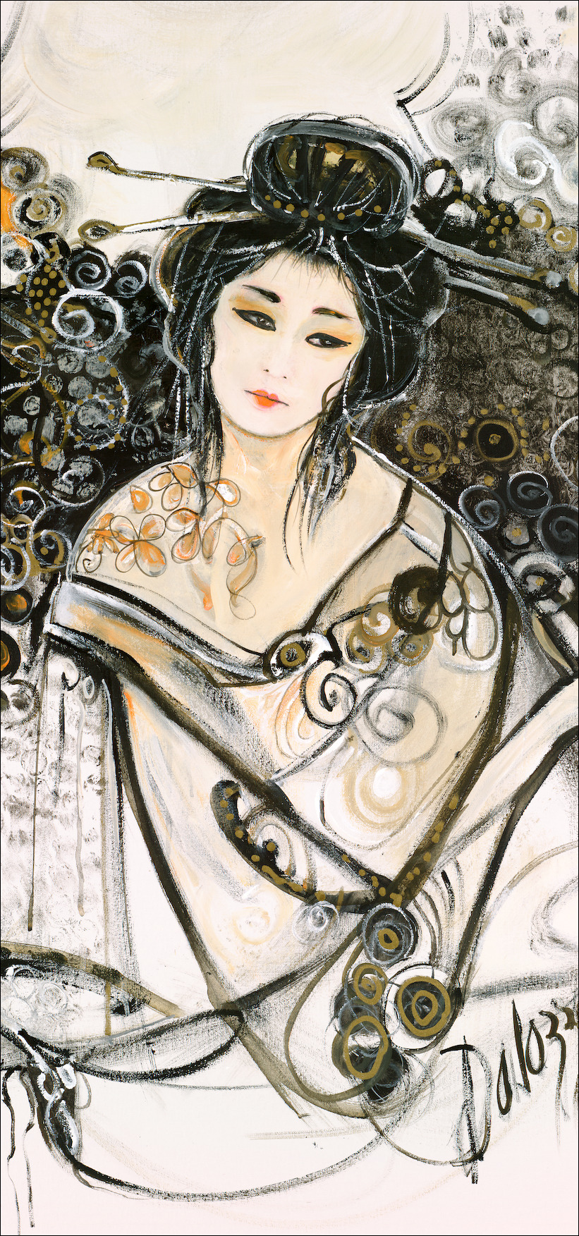 Figure "Geisha Girls" Reduced Vertical Panorama Variant From Lucette Dalozzo Artwork