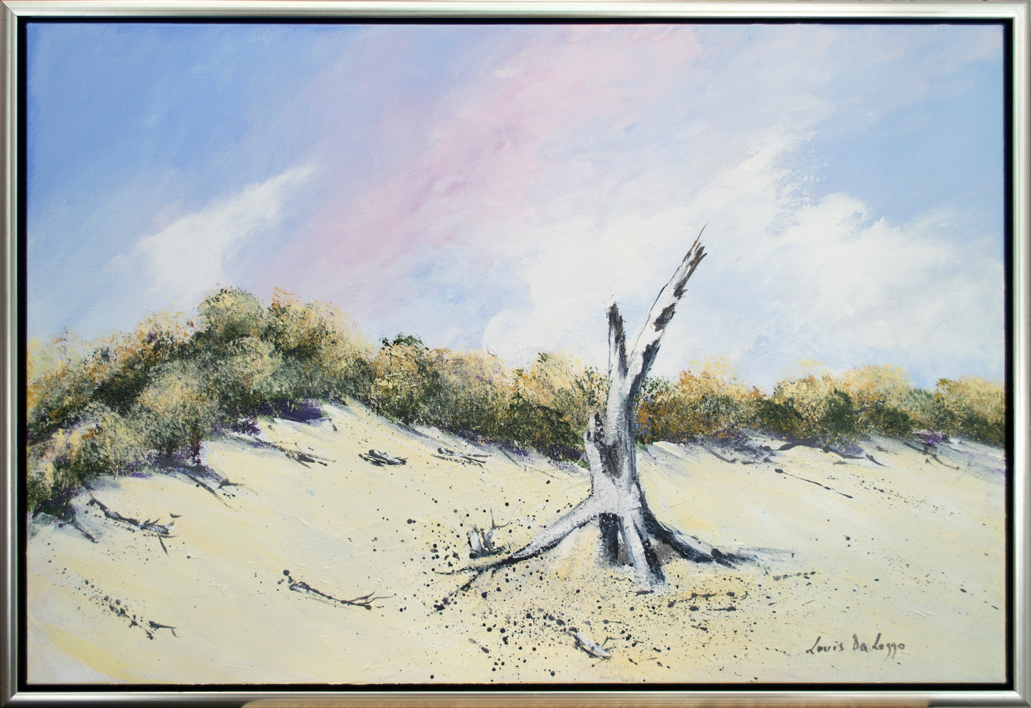 Framed Front View Of Seascape Painting "Once a Great Tree Fraser Island" By Louis Dalozzo