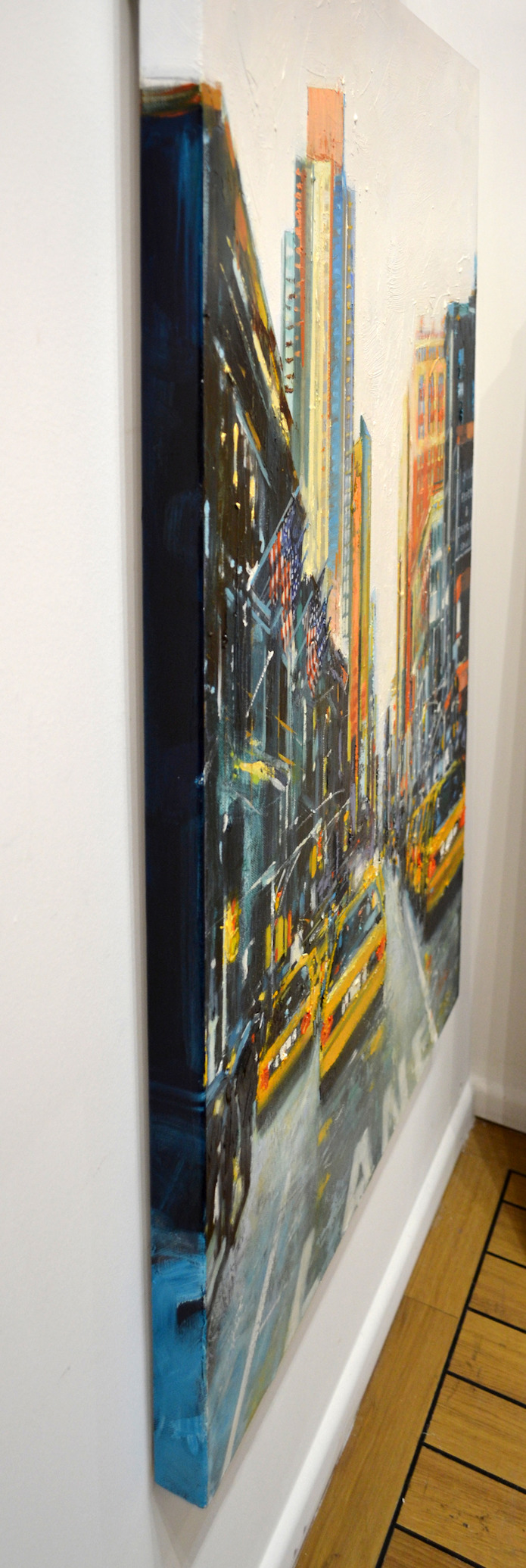 Side View Of Cityscape Painting "Greenwich Village 6th Ave" By Judith Dalozzo
