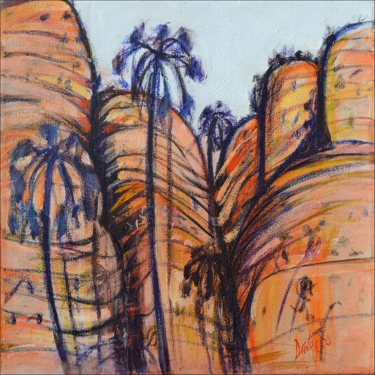 Landscape "In The Heart of The Bungles" Triptych Middle Panel Original Artwork by Lucette Dalozzo