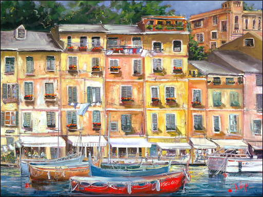 Italy Cityscape Canvas Print "Heart of Portofino" by Lucette Dalozzo