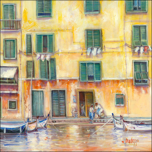 Italy Cityscape Painting "Holidays in Portofino" by Lucette Dalozzo
