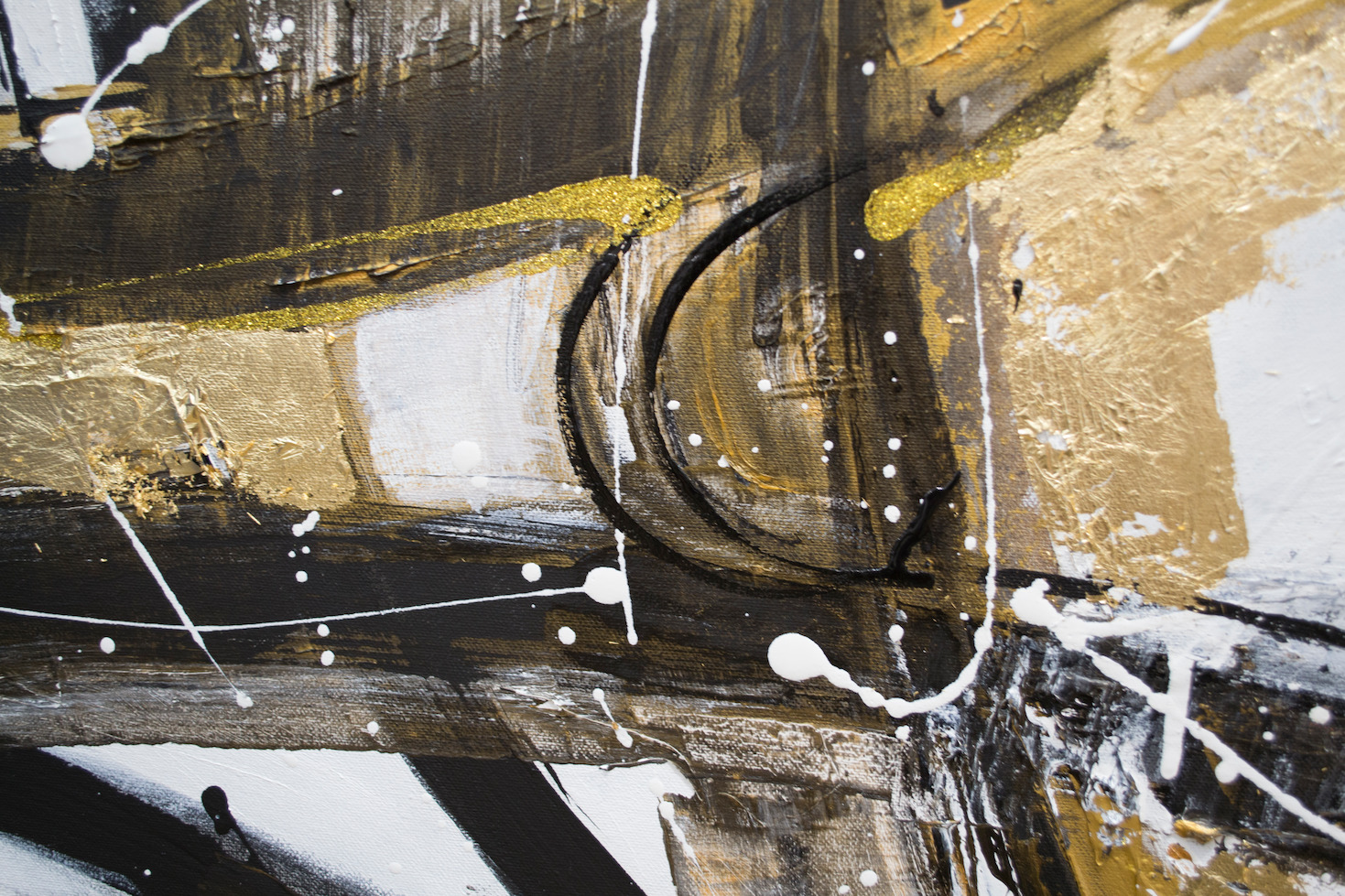 Close Up Detail 1 Of Acrylic And Gold Leaf Painting "Intersection" By Judith Dalozzo