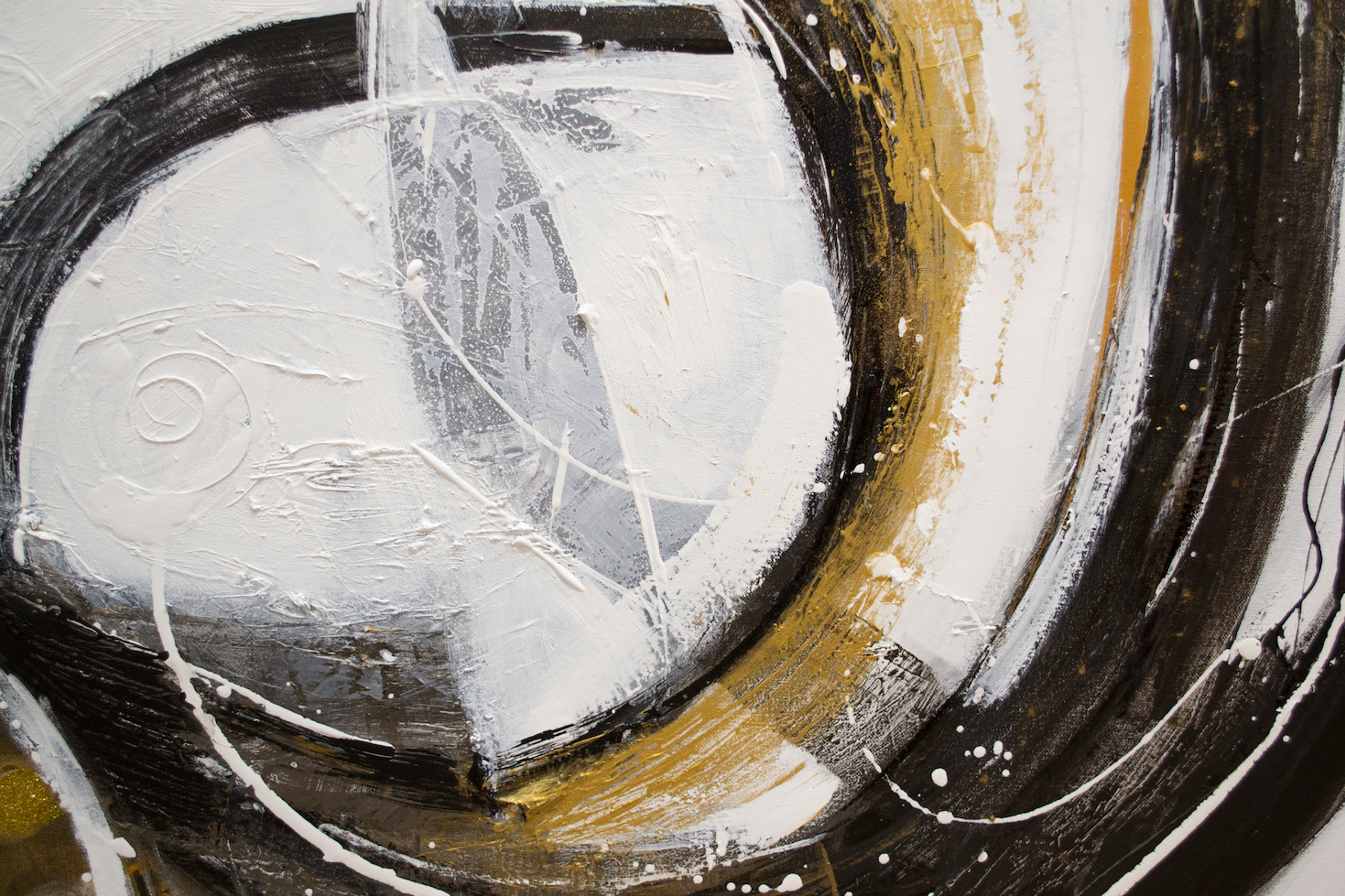 Close Up Detail 2 Of Acrylic And Gold Leaf Painting "Intersection" By Judith Dalozzo