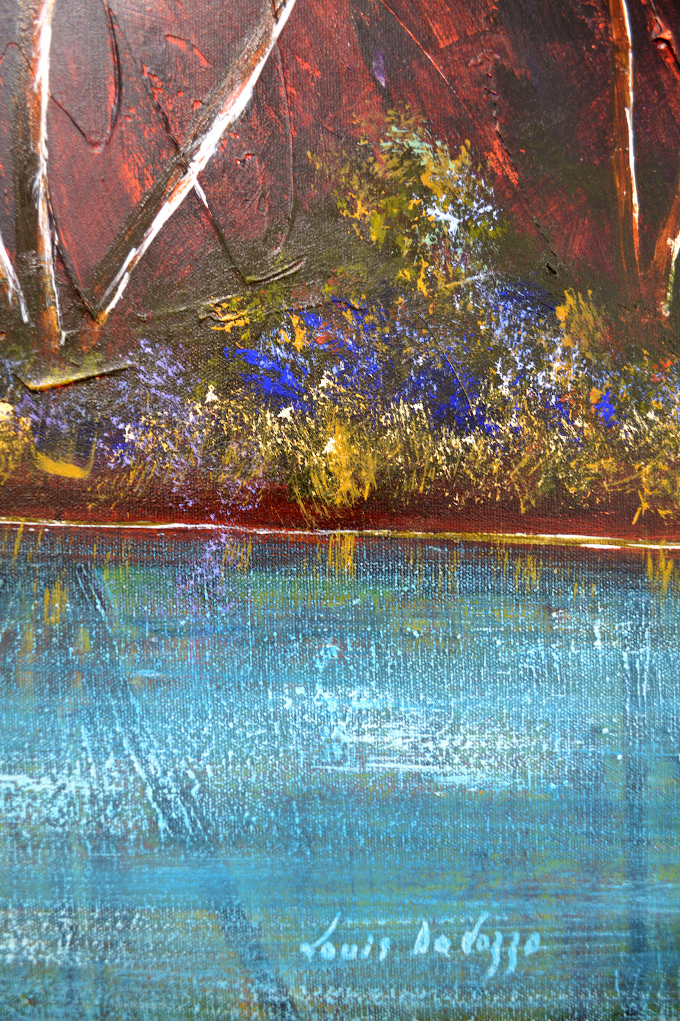 Close Up Signature Of Acrylic Painting "Jessie Gap near Alice Spring" By Louis Dalozzo