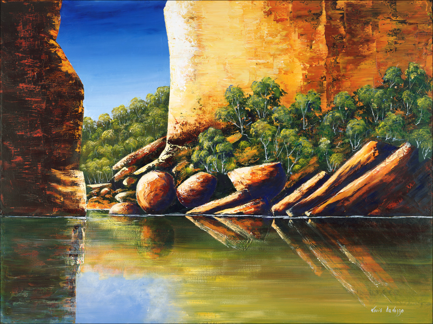 Water Reflection Landscape Canvas Print "Jim Jim Creek" by Louis Dalozzo