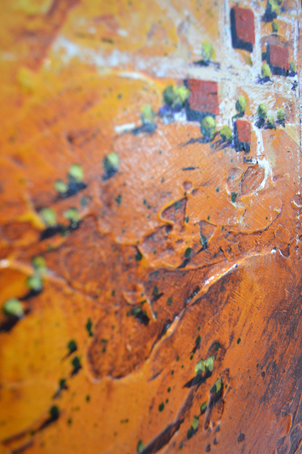 Close Up Detail Of Acrylic Painting "Kilcowera Station" By Louis Dalozzo