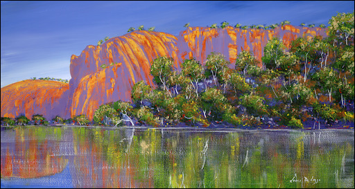 Water Reflection Landscape "Late Afternoon Lawn Hill Gorge" Original Artwork by Louis Dalozzo