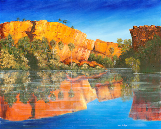 Water Reflection Landscape Painting "Lawn Hill Gorge Boodjamulla National Park" by Louis Dalozzo