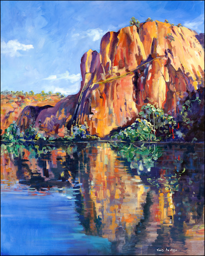 Water Reflection Landscape Painting "Lawn Hill Gorge North West Queensland" by Louis Dalozzo