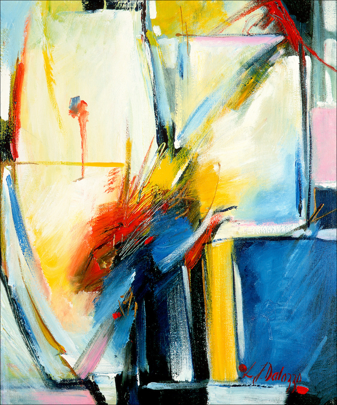 Abstract "Liberty Blue Vase" Original Artwork by L&J Dalozzo