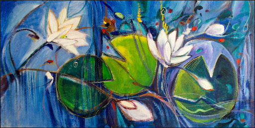 Floral Still Life "Lilies" Original Artwork by Lucette Dalozzo