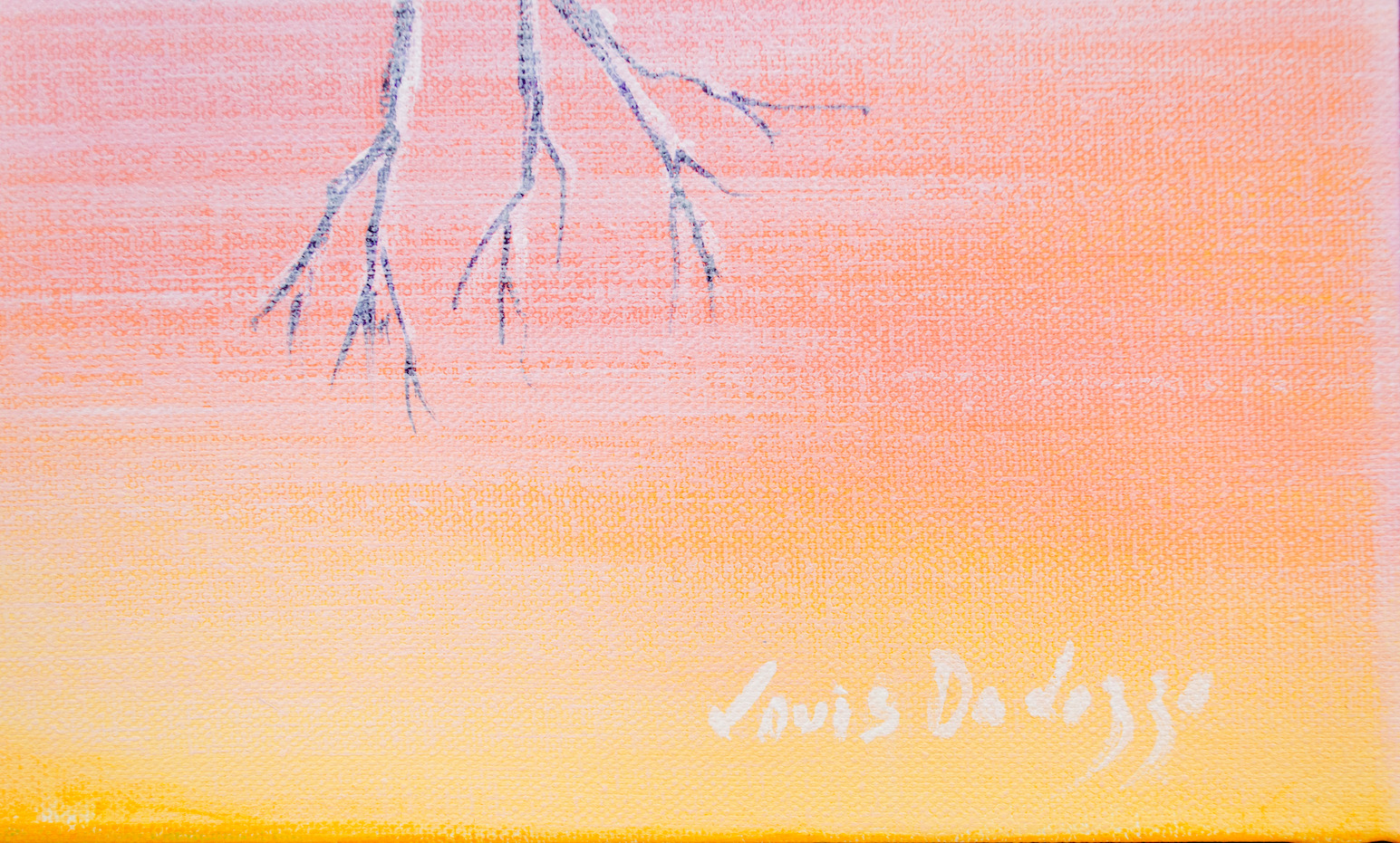 Close Up Signature Of Acrylic Painting "Lily Creek Study" By Louis Dalozzo