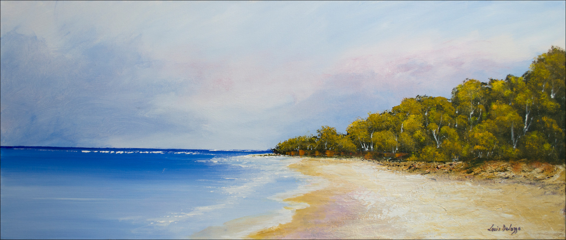 Beach Seascape "Little Cove Noosa Looking South East" Original Artwork by Louis Dalozzo